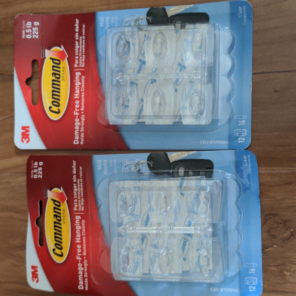 2 sets of clear mini hooks